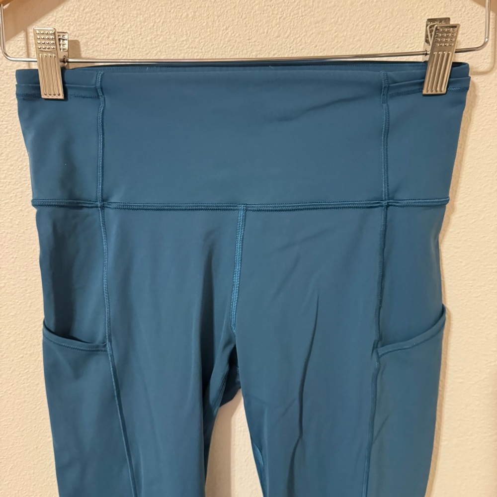 Lululemon Fast & Free 7/8 Tight II Nulux 25" Carbon Blue Pockets Running Gym-6 - Picture 4 of 8